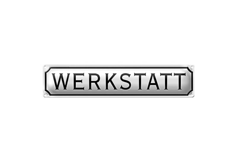 Roomando Metallschild Blechschild Straßenschild 46x10cm Werkstatt weißes Schild von Roomando