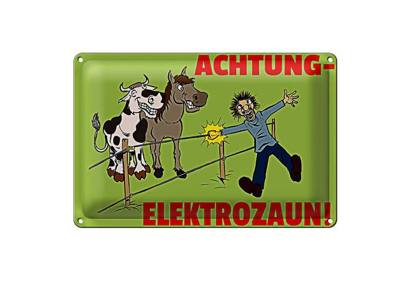 Roomando Metallschild Blechschild Warnschild 30x20cm Achtung Elektrozaun von Roomando