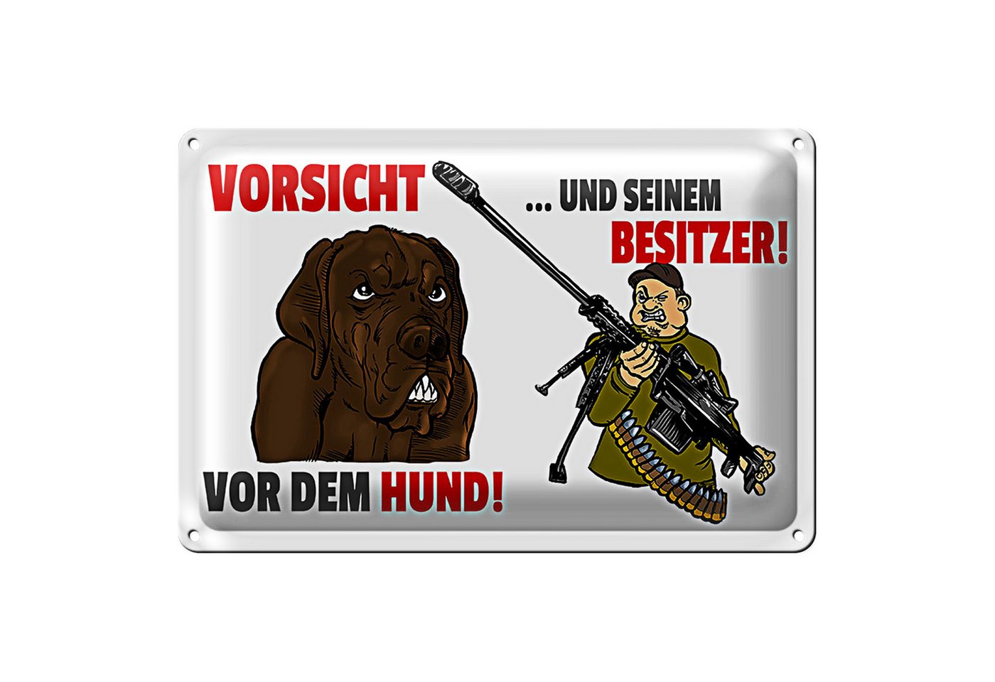 Roomando Metallschild Blechschild Warnschild 30x20cm Vorsicht vor Hund und Besitzer von Roomando