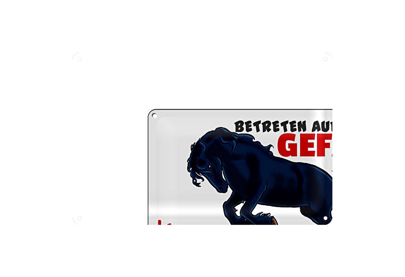 Roomando Metallschild Blechschild Warnschild 30x20cm launisches Pferd Gefahr von Roomando