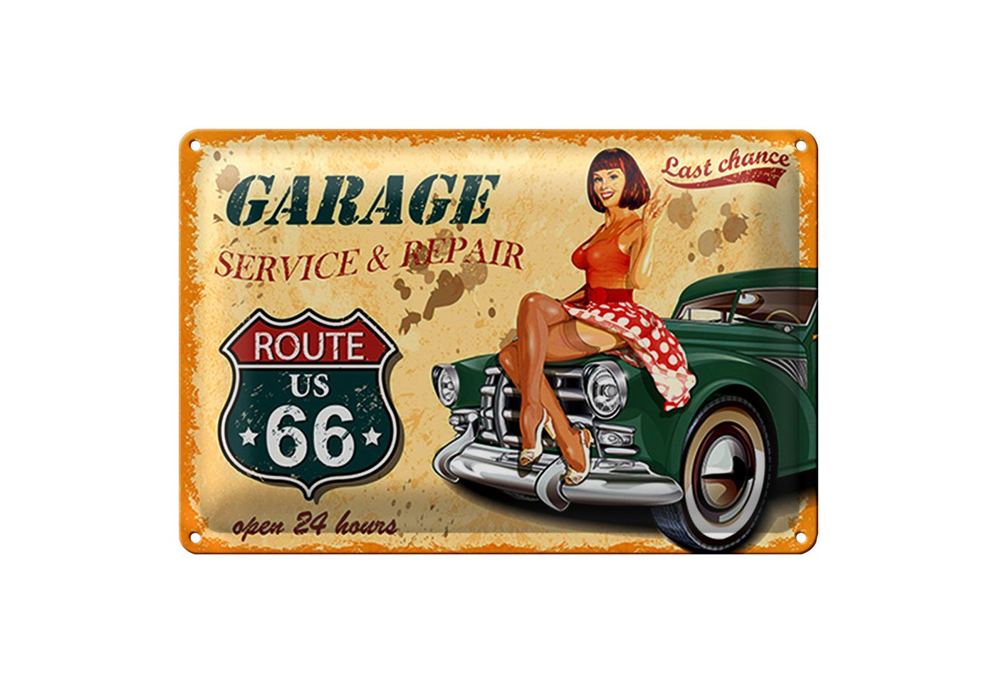Roomando Metallschild Pinup 18x12cm Retro Garage open 24 hours Roomando Metallschild Pinup 18x12cm Retro Garage open 24 hours von Roomando