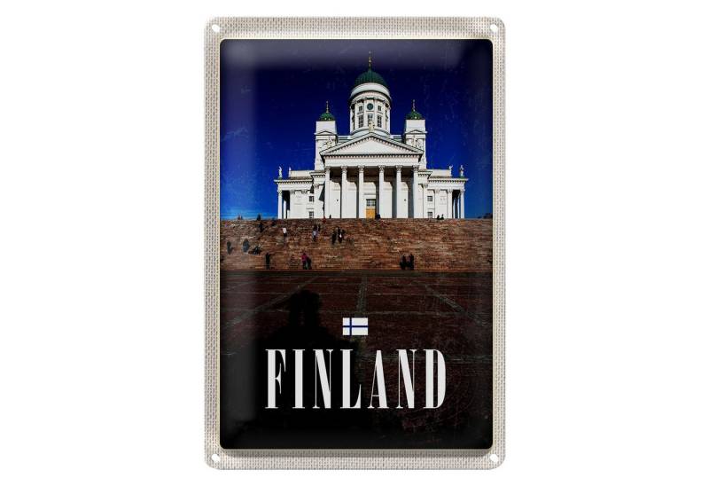 Roomando Metallschild Reise 12x18cm Finnland Kirche Treppe Architektur von Roomando