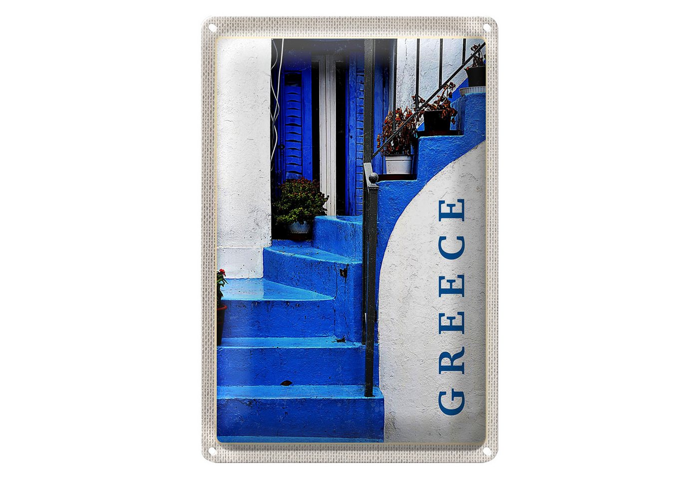 Roomando Metallschild Reise 12x18cm Greece Griechenland blaue Treppen Roomando Metallschild Reise 12x18cm Greece Griechenland blaue Treppen von Roomando