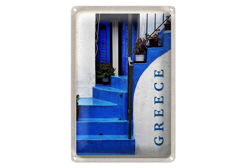 Roomando Metallschild Reise 12x18cm Greece Griechenland blaue Treppen von Roomando