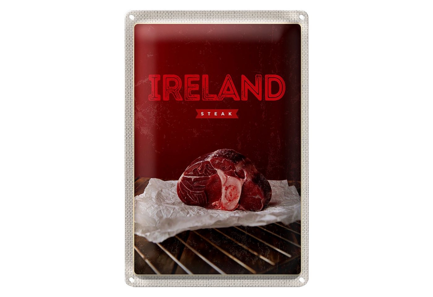 Roomando Metallschild Reise 12x18cm Irland bestes rotes Steak im Ofen Roomando Metallschild Reise 12x18cm Irland bestes rotes Steak im Ofen von Roomando