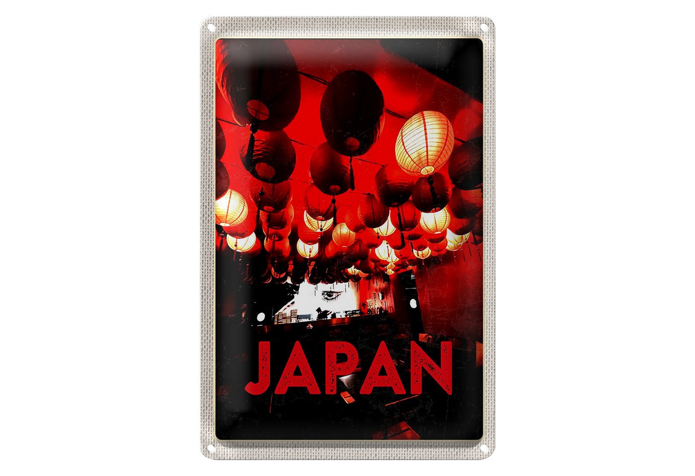 Roomando Metallschild Reise 12x18cm Japan Asien Restaurant rote Laterne von Roomando