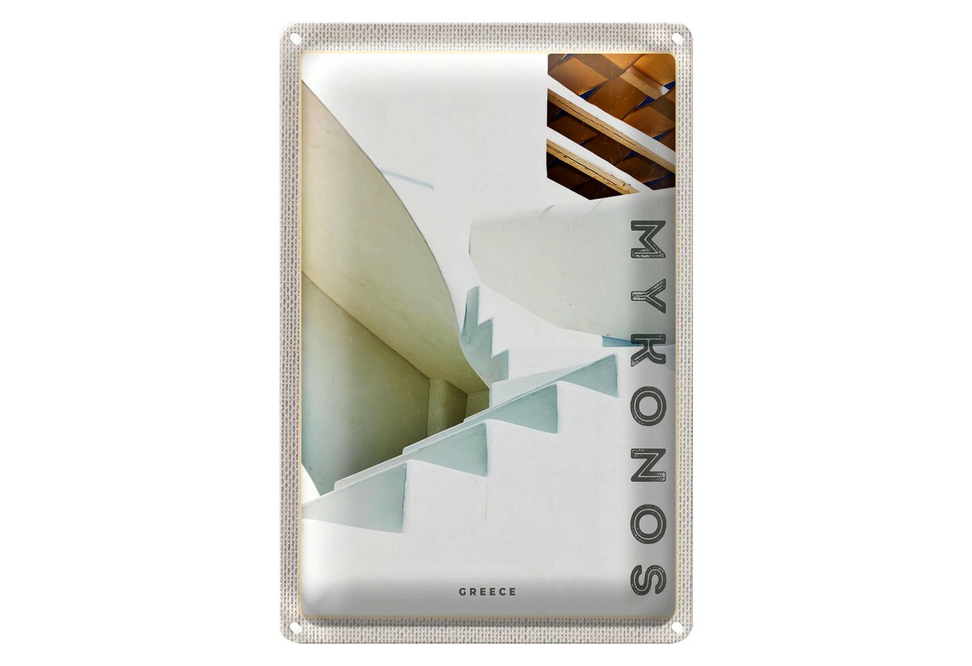 Roomando Metallschild Reise 12x18cm Mykonos Griechenland weiße Treppen Roomando Metallschild Reise 12x18cm Mykonos Griechenland weiße Treppen von Roomando