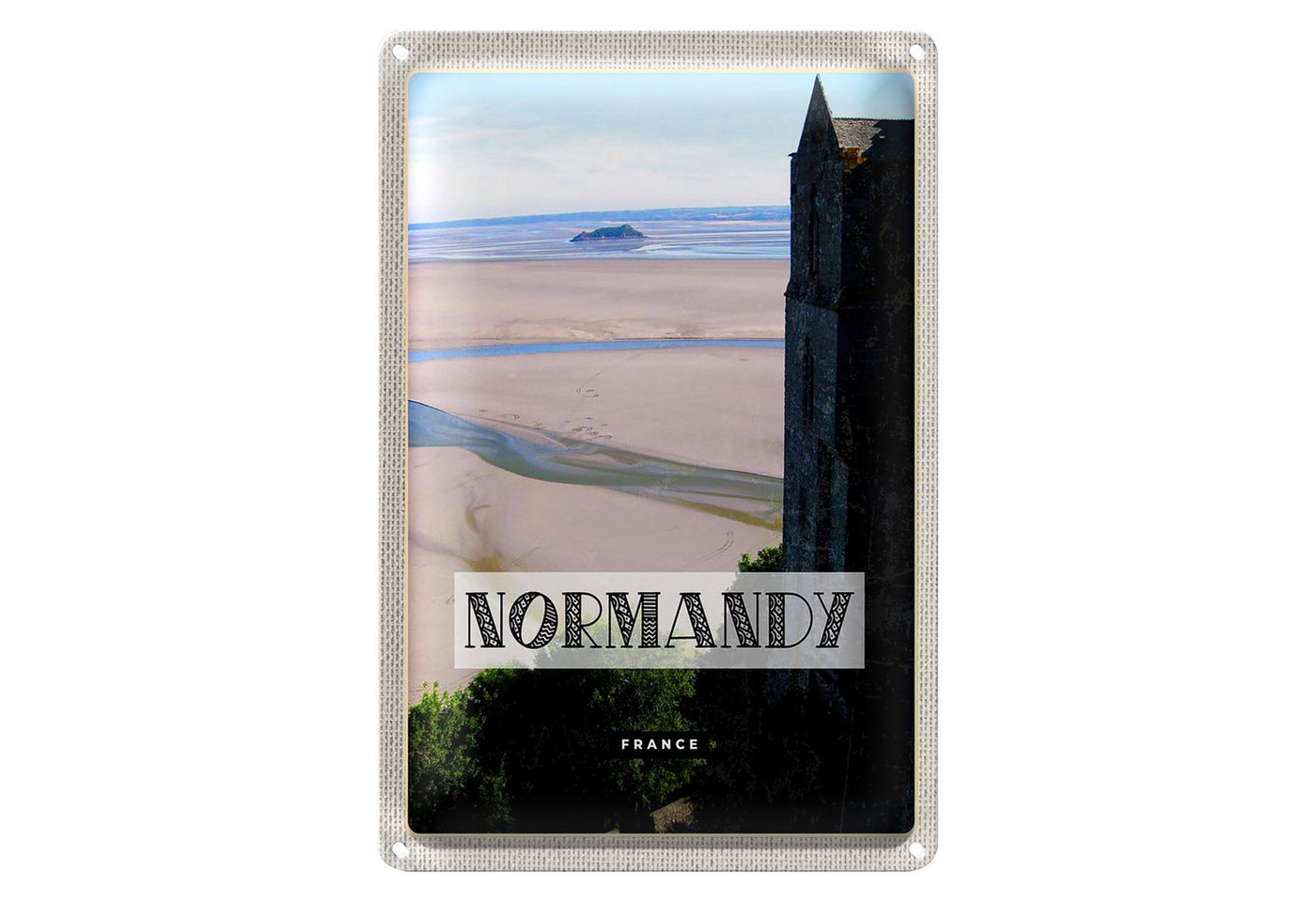 Roomando Metallschild Reise 12x18cm Normandie France Meer Sand Poster Roomando Metallschild Reise 12x18cm Normandie France Meer Sand Poster von Roomando