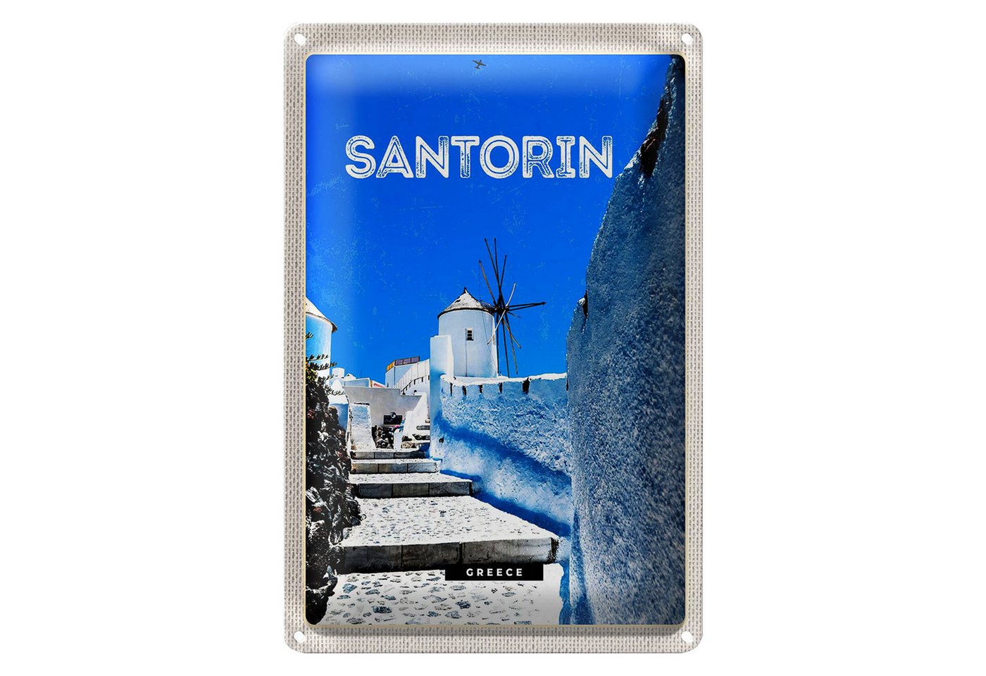 Roomando Metallschild Reise 12x18cm Santorini Griechenland weiße Treppen Roomando Metallschild Reise 12x18cm Santorini Griechenland weiße Treppen von Roomando
