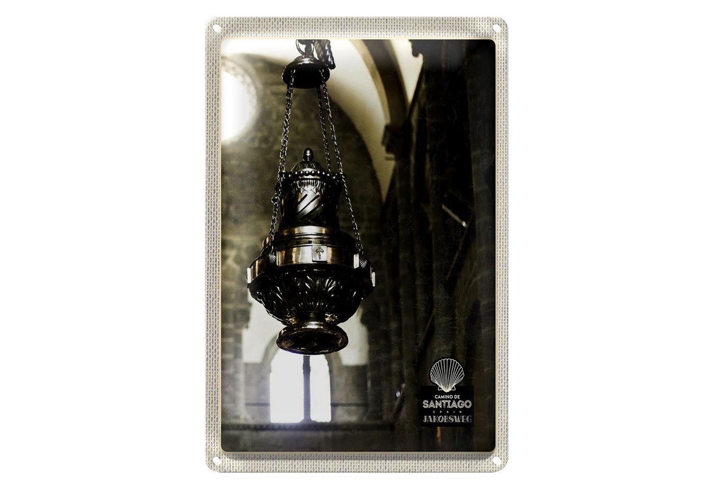 Roomando Metallschild Reise 12x18cm Spanien Kirche Laterne Mittelalter von Roomando