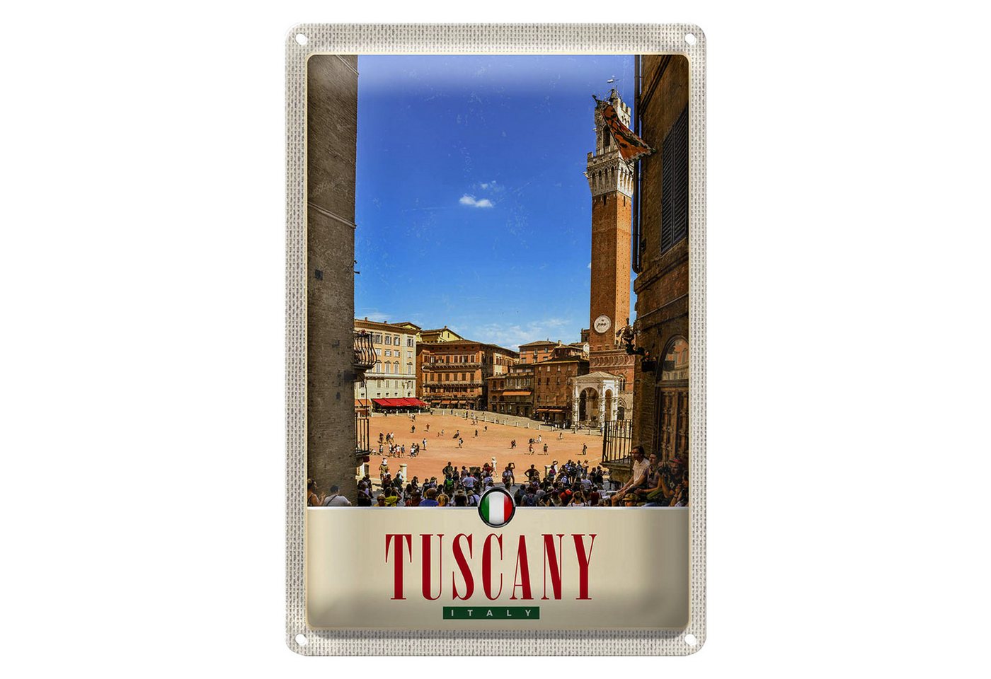 Roomando Metallschild Reise 12x18cm Toskana Italien Marktplatz Kirche Schild Roomando Metallschild Reise 12x18cm Toskana Italien Marktplatz Kirche Schild von Roomando