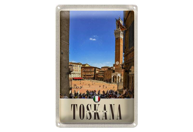 Roomando Metallschild Reise 12x18cm Toskana Italien Platz Natur Kirche von Roomando