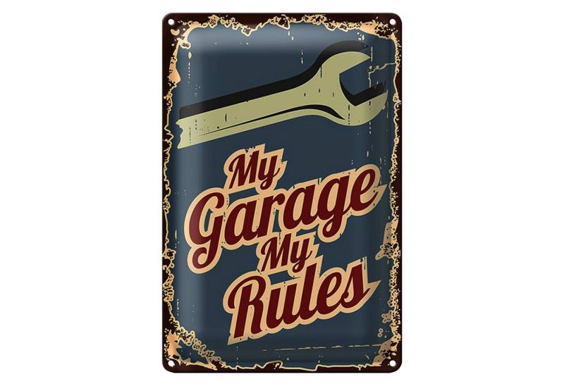 Roomando Metallschild Retro 12x18cm My garage my rules von Roomando