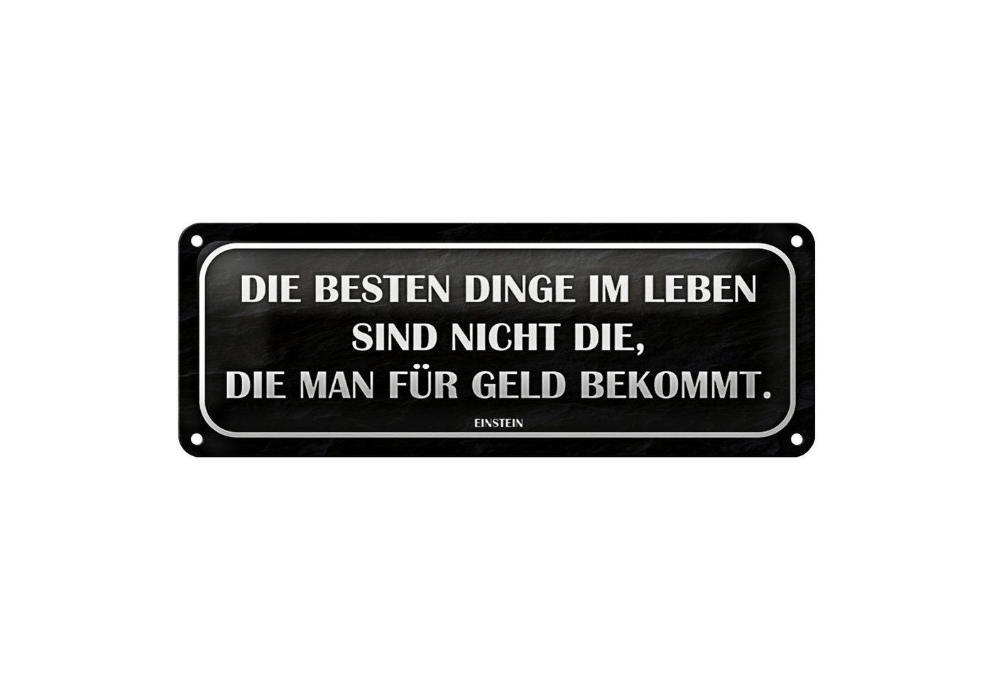 Roomando Metallschild Spruch 27x10cm die besten Dinge nicht für Geld schwarzes Schild von Roomando
