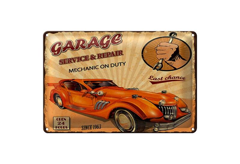 Roomando Metallschild Spruch 18x12cm Garage Service mechanic on duty von Roomando