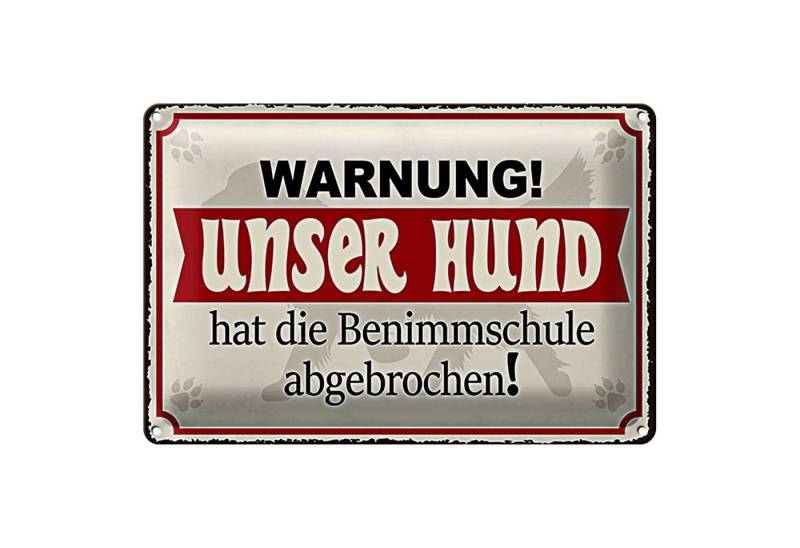 Roomando Metallschild Warnung 18x12cm unser Hund hat Benimmschule von Roomando