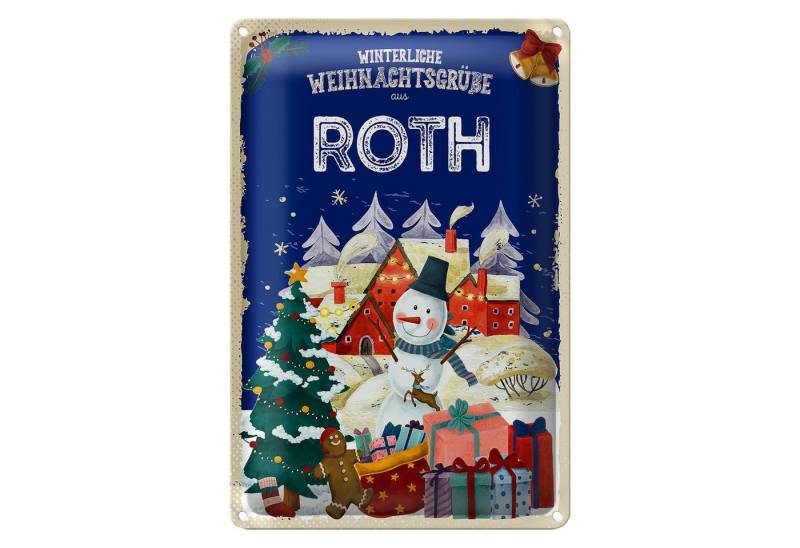 Roomando Metallschild Weihnachtsgrüße aus ROTH 12x18cm von Roomando