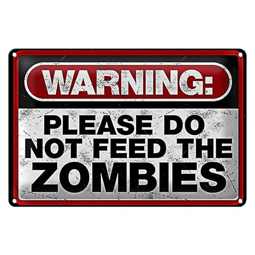 Warnschild 'Bitte nicht die Zombies füttern' | Humorvolles Deko-Blechschild für Fans des Übernatürlichen | 20 cm x 30 cm von Roomando