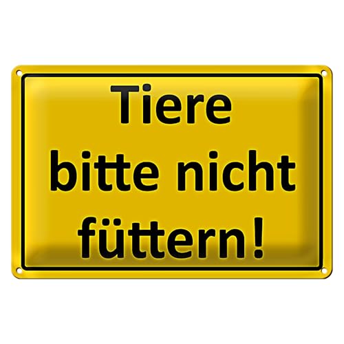 Warnschild 'Tiere bitte nicht füttern!' | Gelbes Metallschild für Parks und Zoos, wetterfest und robust | 20 cm x 30 cm von Roomando