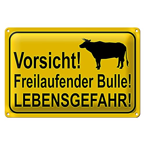 Warnschild | Vorsicht! Freilaufender Bulle | Lebensgefahr | 40 cm x 30 cm von Roomando