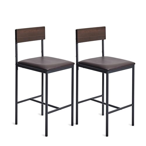 Roomark 64 cm Barhocker 2er Set, Holzbarhocker Tresenhöhe, Sattelsitzbarhocker mit Metallbein, Rückenlose Barhocker, Barhocker Holz, Barsessel(Braun, 2 Pcs) von Roomark