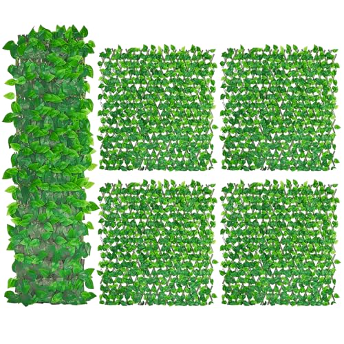 Roomark 4 PCS Künstlicher Efeu-Zaun200x87cm,Erweiterbarer Pflanzenwand, Dekorative Sichtschutz Kunstpflanzen für Draußen & Drinnen, Kunststoff Künstliche Hecke Balkon Sichtschutz, von Roomark
