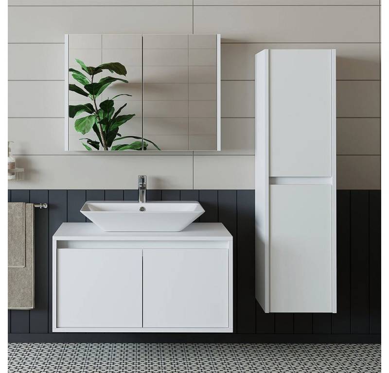 Roomart Badmöbel-Set, (Badmöbel Set ATLANTIC 85 cm in 4 Farben Unterschrank mit Waschbecken) von Roomart