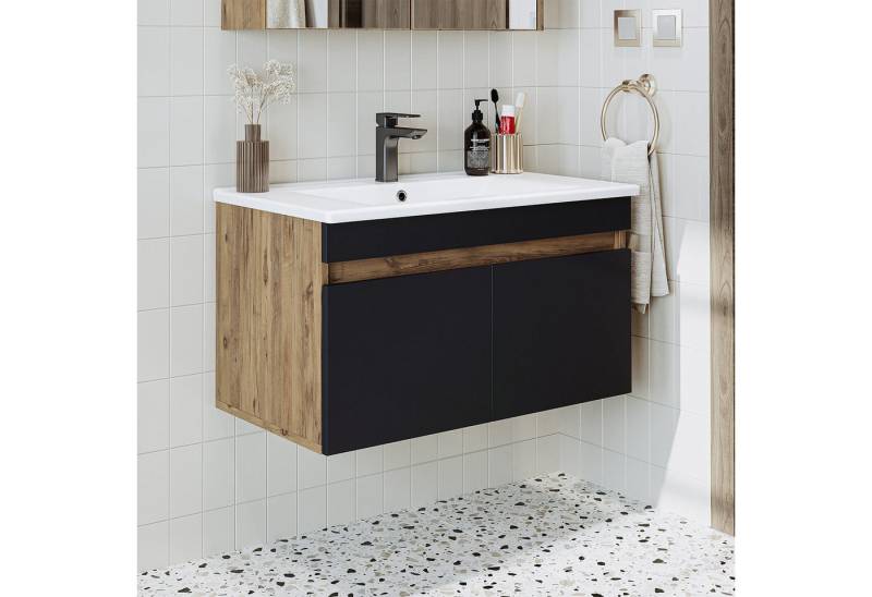 Roomart Badmöbel-Set, (Badmöbel Set ATRIA 85 cm in 4 Farben Unterschrank mit Waschbecken) von Roomart