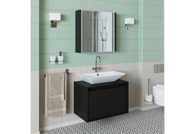 Roomart Badmöbel-Set, (Roomart Badezimmer Möbel Set ATLANTIC in 4 Farben 65 cm Badmöbel) von Roomart