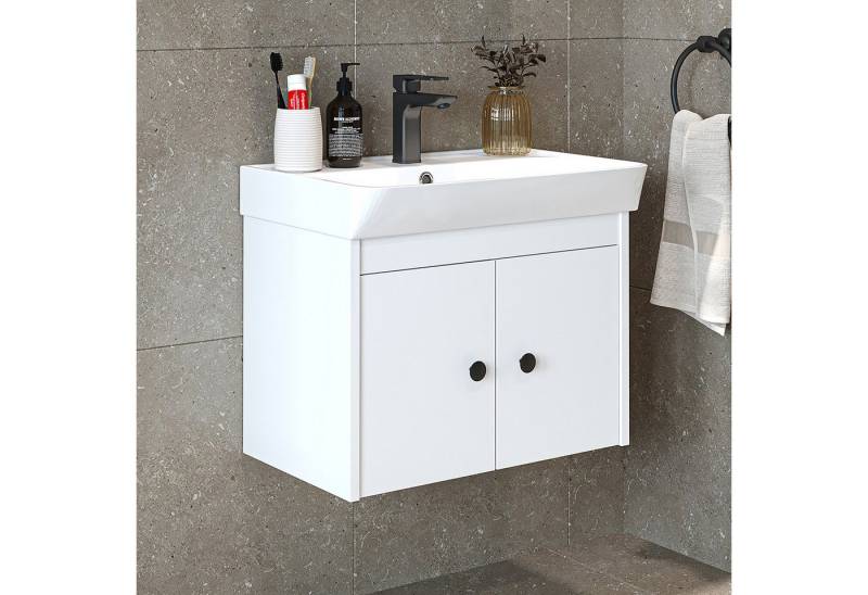 Roomart Badmöbel-Set ADA, (Komplett-Set, • Unterschrank • Waschbecken • Spiegelschrank • Seitenschrank), •Weiß •Weiß-Eiche •Eiche •Anthrazit-Eiche •Schwarz •Anthrazit von Roomart