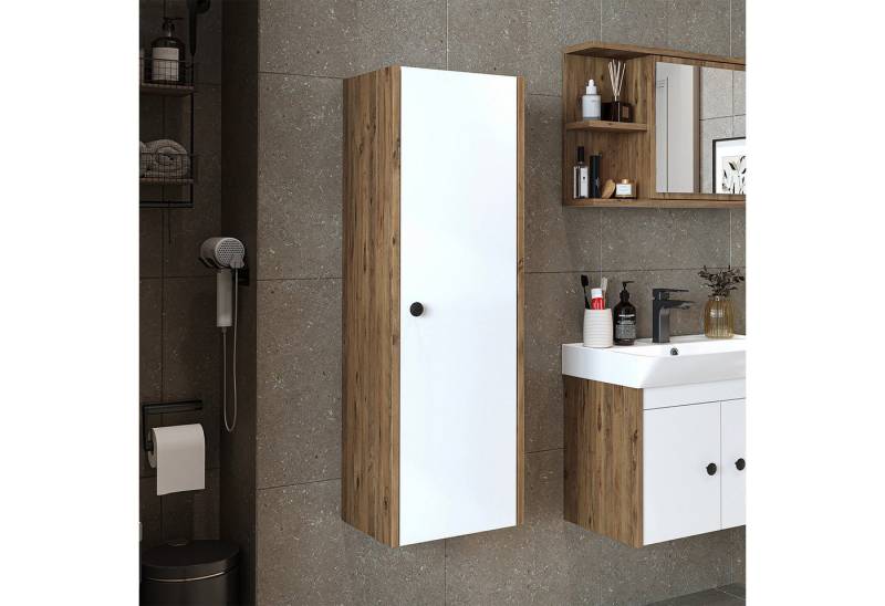 Roomart Badmöbel-Set ADA, (Komplett-Set, • Unterschrank • Waschbecken • Spiegelschrank • Seitenschrank), •Weiß •Weiß-Eiche •Eiche •Anthrazit-Eiche •Schwarz •Anthrazit von Roomart