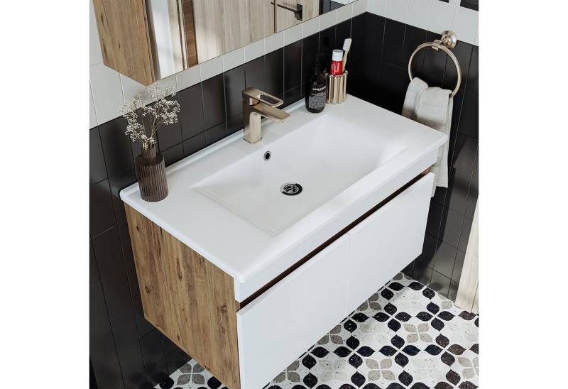 Roomart Badmöbel-Set Atria 85, (Bademöbel Set ATRIA 85 cm mit Waschbecken & Schränken in 4 Farben) von Roomart