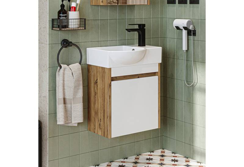 Roomart Badmöbel-Set LEO, (Badmöbelset Unterschrank mit Waschbecken Badezimmer Möbel Gäste WC) von Roomart