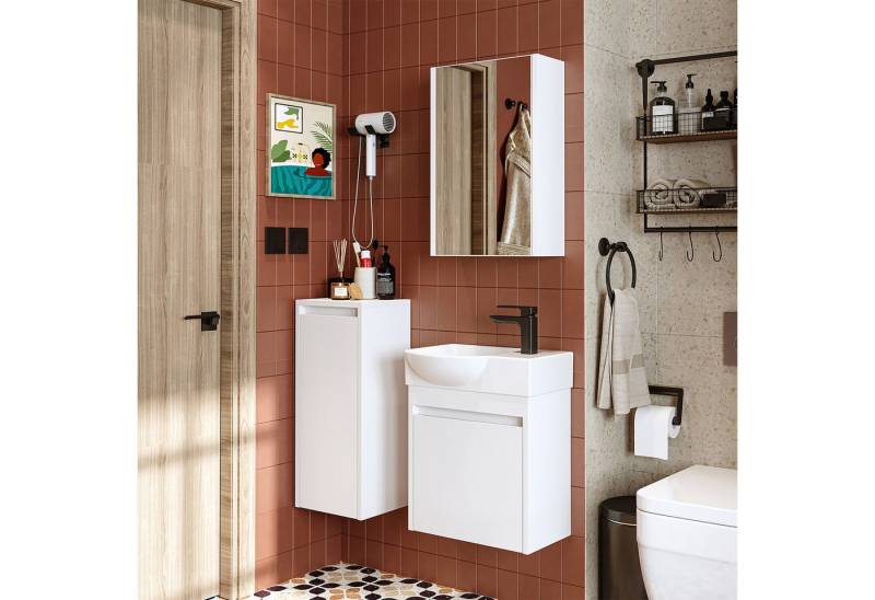 Roomart Badmöbel-Set LEO, (Unterschrank mit Waschbecken • Badezimmer Möbel • Gäste WC), •Weiß •Weiß-Eiche •Eiche •Anthrazit-Eiche von Roomart