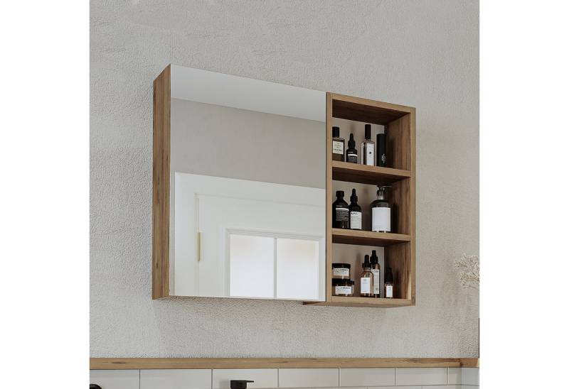 Roomart Badmöbel-Set LOTUS 75 cm, (modernes Badezimmer Set, 4- teilig, mit Keramik-Waschbecken, Spiegelschrank, Unterschrank & Seitenschrank) von Roomart