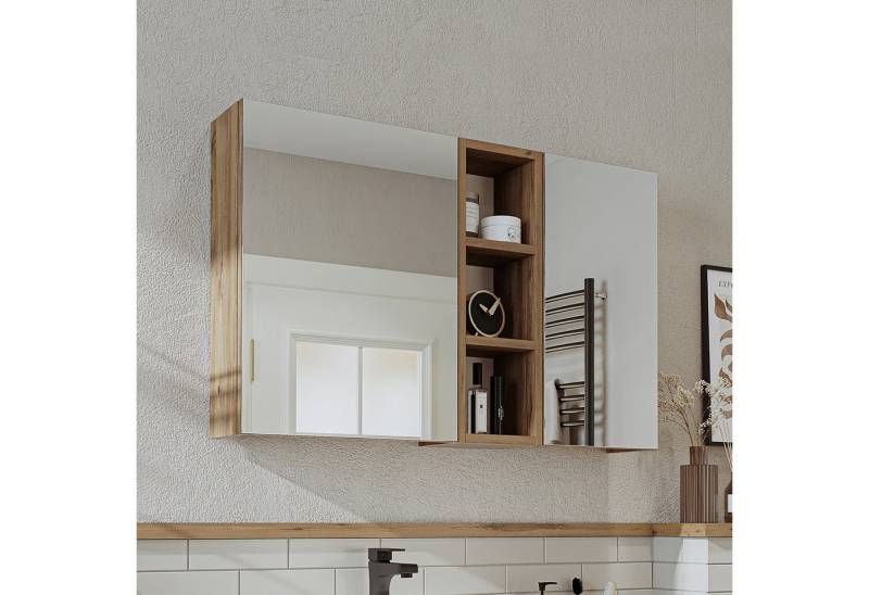 Roomart Badmöbel-Set LOTUS II - 95cm, (Komplett-Set, • Waschbecken mit Unterschrank • Spiegelschrank • Seitenschrank), •Weiß-Eiche •Eiche •Anthrazit-Eiche von Roomart