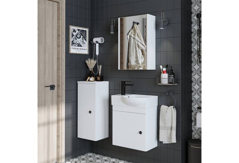 Roomart Badmöbel-Set PUNTO, (Unterschrank mit Waschbecken • Badezimmer Möbel • Gäste WC), •Weiß •Weiß-Eiche •Eiche •Anthrazit-Eiche von Roomart