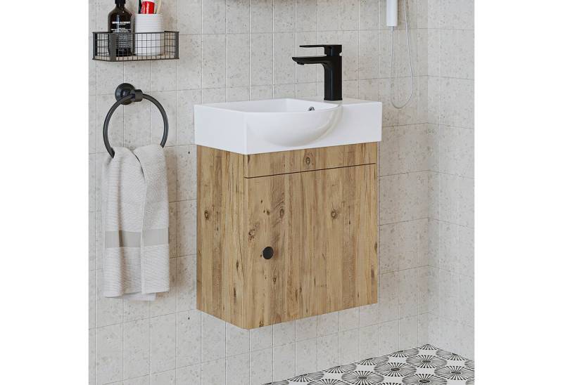Roomart Badmöbel-Set PUNTO, (Unterschrank mit Waschbecken • Badezimmer Möbel • Gäste WC), •Weiß •Weiß-Eiche •Eiche •Anthrazit-Eiche von Roomart