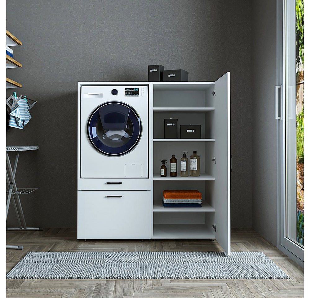 Roomart Waschmaschinenumbauschrank (Roomart Waschmachinenschrank für Hauswirtschaftsraum HBT:145x127x66) von Roomart