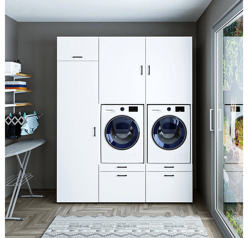 Roomart Waschmaschinenumbauschrank (Waschmaschinenschrank für Waschküche Waschturm Haushaltsschrank Weiß) von Roomart