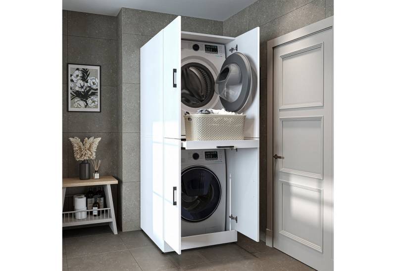 Roomart Waschmaschinenumbauschrank Roomart Dora (Waschmaschinenschrank DORA für Trockner & Waschmaschine in 4 Farben) von Roomart