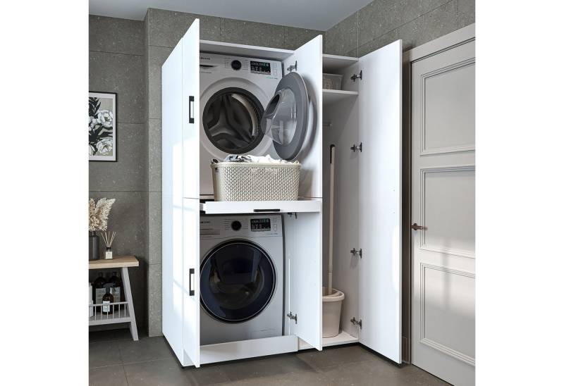 Roomart Waschmaschinenumbauschrank Roomart Dora - 115 (Waschmaschinenschrank DORA für Trockner & Waschmaschine in 4 Farben) von Roomart