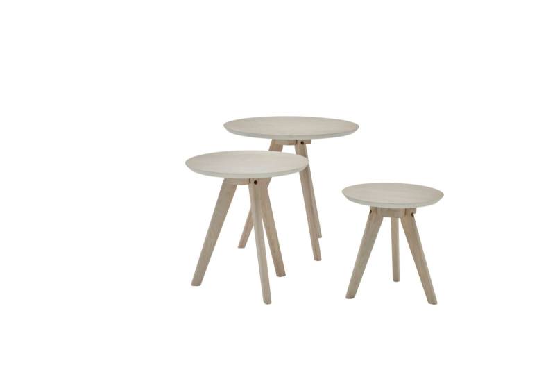 Roomio Couchtisch 3er-Set NO. 2000 mit Platte aus Esche Echtholzfurnier, Gestell massiv weiß gewaschen von Roomio