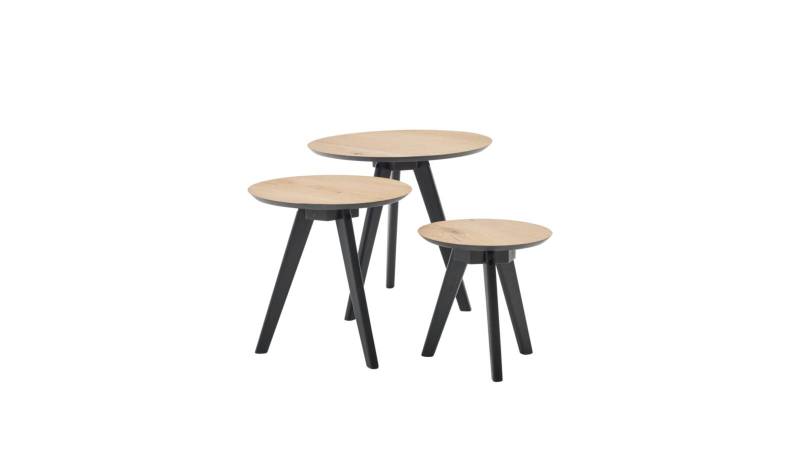 Roomio Couchtisch 3er-Set NO. 2002 mit Platte aus Eiche Echtholzfurnier natur von Roomio