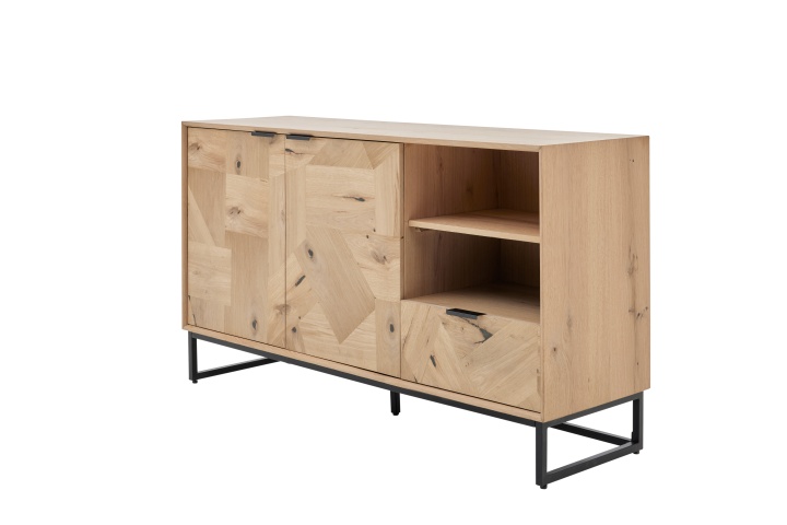 Roomio Sideboard NO. 2002 in Eiche Echtholzfurnier natur / Front Patchwork-Design von Roomio