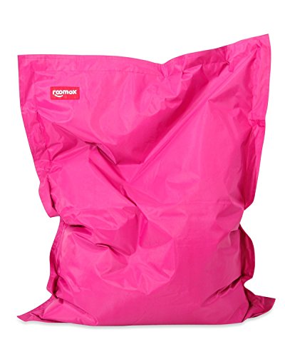KingSize Sitzsack ein ROOMOX Original – KingSize Sitzsack für drinnen und draußen Stoff 180 x 140 x 30 cm, gigantischer Sitzsack Bodenkissen aus Wasserresistentem Polyester, Rosa - Fuchsin von Roomox