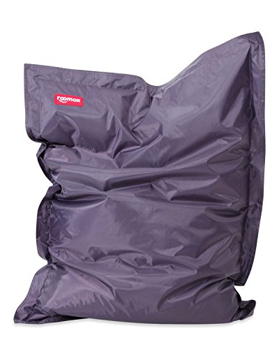 Roomox Kingsize Sitzsack Original – Kingsize Sitzsack für drinnen und draußen Stoff 180 x 140 x 30 cm, gigantischer Sitzsack Bodenkissen aus Wasserresistentem Polyester, Dark Purple - Violett von Roomox