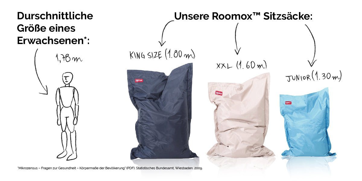 Roomox Sitzsack Junior Sitzsack Hellgrau von Roomox