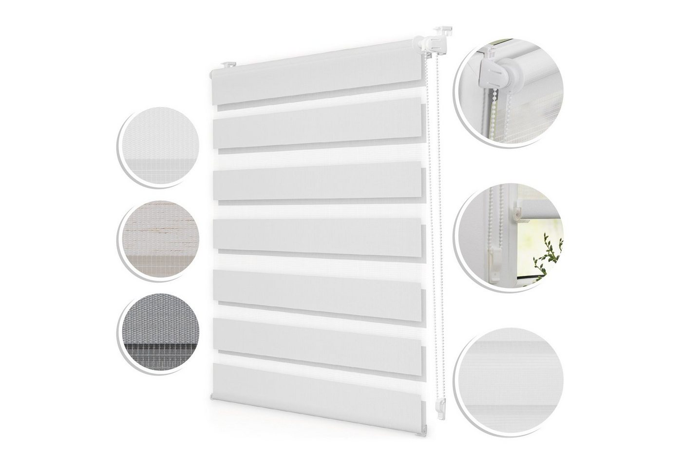 Doppelrollo Duo-Rollo Doppelrollo, Klemmbar, Anschraubbar, freihängend, Klemmbar, Anschraubbar, Klemmfix, ohne Bohren, blickdicht Sichtschutz Sonnenschutz, verstellbarer Klemmträger, Freihängend, Bedienseite frei wählbar (vormontierter Kettenzug kann links oder rechts montiert werden), Stoff 4 cm schmaler als Bestellbreite Doppelrollo Duo-Rollo Doppelrollo, Klemmbar, Anschraubbar, freihängend, Klemmbar, Anschraubbar, Klemmfix, ohne Bohren, blickdicht Sichtschutz Sonnenschutz, verstellbarer Klemmträger, Freihängend, Bedienseite frei wählbar (vormontierter Kettenzug kann links oder rechts montiert werden), Stoff 4 cm schmaler als Bestellbreite von Roomy