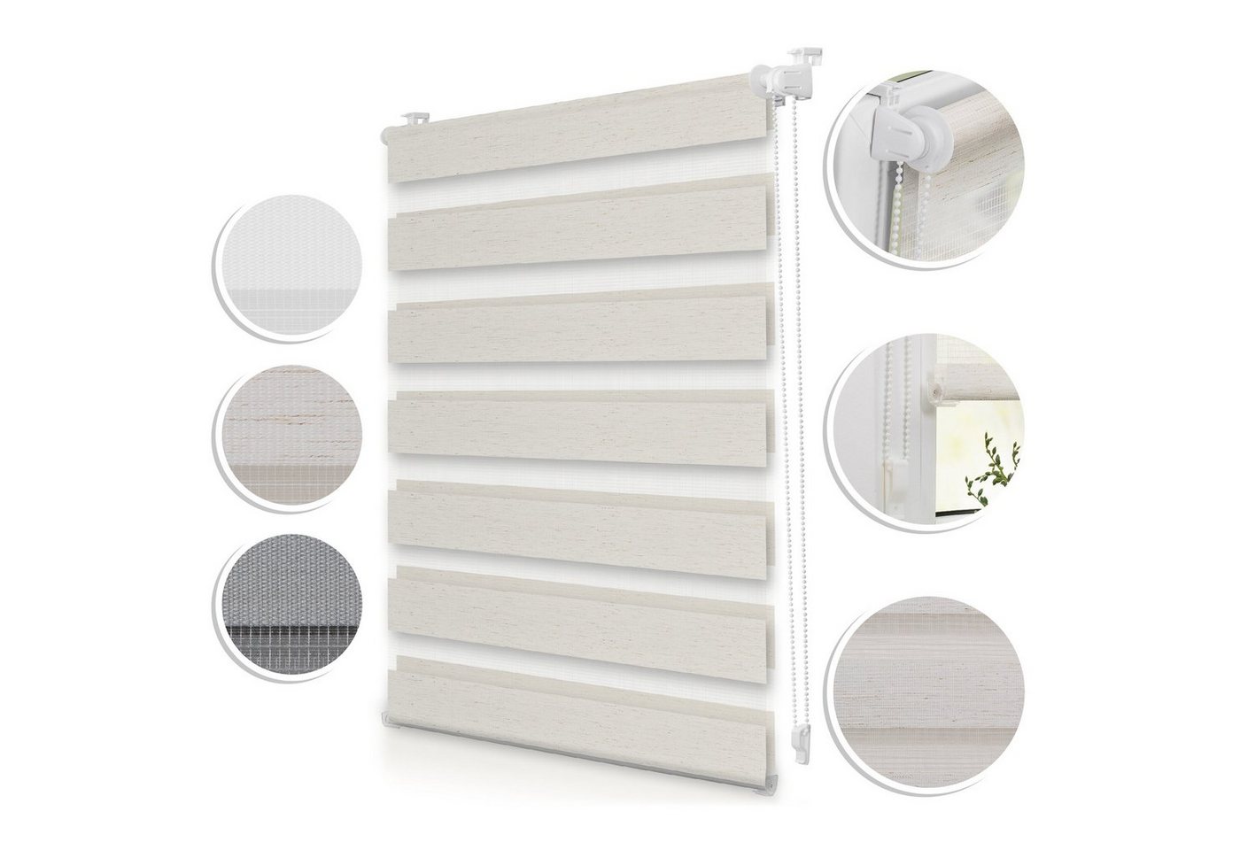 Doppelrollo Duo-Rollo Doppelrollo, Klemmbar, Anschraubbar, freihängend, Klemmbar, Anschraubbar, Klemmfix, ohne Bohren, blickdicht Sichtschutz Sonnenschutz, verstellbarer Klemmträger, Freihängend, Bedienseite frei wählbar (vormontierter Kettenzug kann links oder rechts montiert werden), Stoff 4 cm schmaler als Bestellbreite Doppelrollo Duo-Rollo Doppelrollo, Klemmbar, Anschraubbar, freihängend, Klemmbar, Anschraubbar, Klemmfix, ohne Bohren, blickdicht Sichtschutz Sonnenschutz, verstellbarer Klemmträger, Freihängend, Bedienseite frei wählbar (vormontierter Kettenzug kann links oder rechts montiert werden), Stoff 4 cm schmaler als Bestellbreite von Roomy